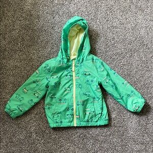 Cat & Jack Green Raincoat with Car Print
